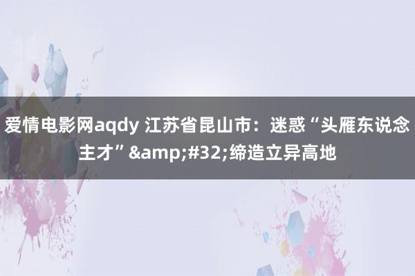 爱情电影网aqdy 江苏省昆山市：迷惑“头雁东说念主才”&#32;缔造立异高地