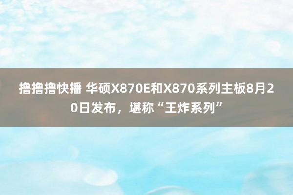 撸撸撸快播 华硕X870E和X870系列主板8月20日发布，堪称“王炸系列”