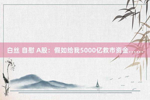 白丝 自慰 A股：假如给我5000亿救市资金……